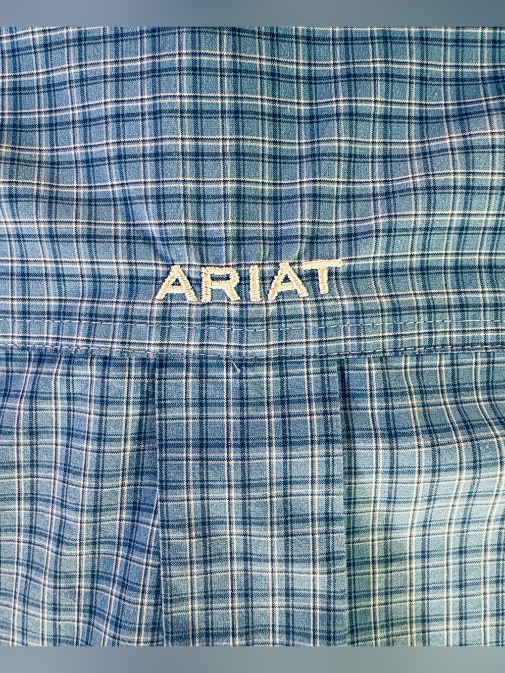 Ariat Pro Series Shirt Mens Medium Blue Plaid Short Sleeve Western Button Front